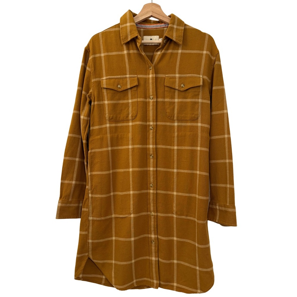 The Normal Brand Women's Mountain Shirt Dress, Size Small Palomino Plaid Cotton